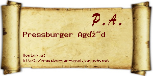 Pressburger Agád névjegykártya